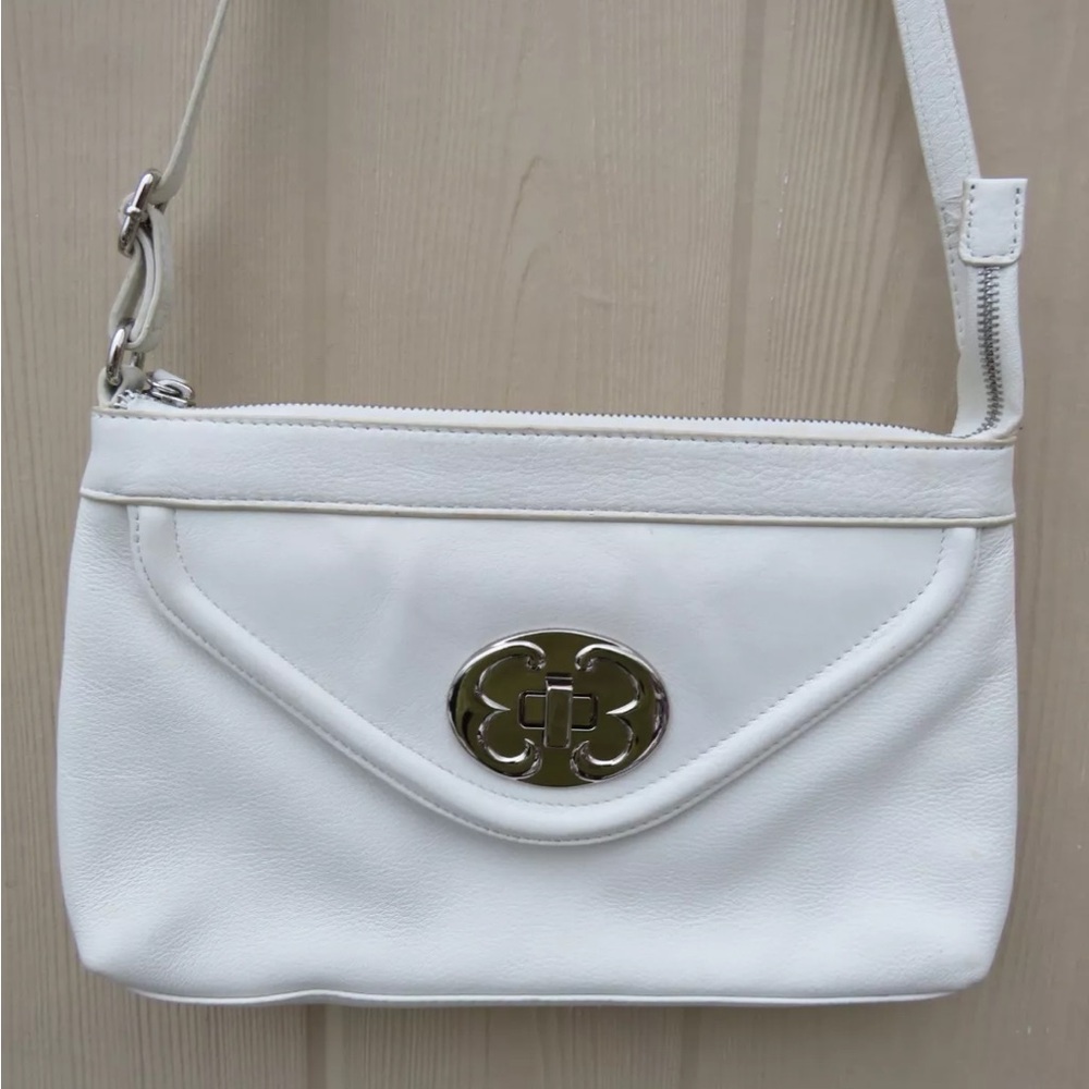 Emma Fox White Leather Shoulder Bag